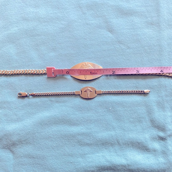 Adult - 925 Italian Silver Medic alert bracelet - Picture 3 of 6